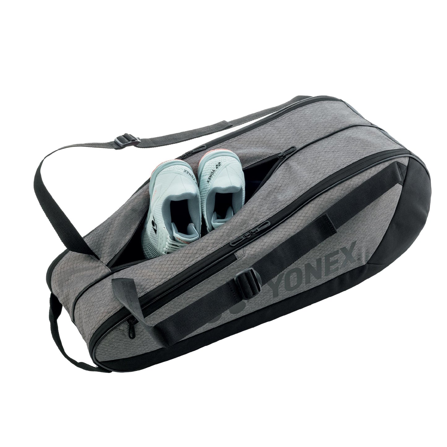 YONEX Team Racquet Bag with YKK Zippers & Multiple Storage Compartments - Durable Lightweight Tennis Bag for Up to 6 Racquets, Gray/Black