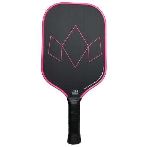 Diadem Warrior Edge Pickleball Paddle | Etched Carbon Face for Max Spin, 16mm Aero Guard, Comfort Max Grip, 16mm Honeycomb Core, Midweight 8oz | Indoor/Outdoor | USAPA Approved, Pink
