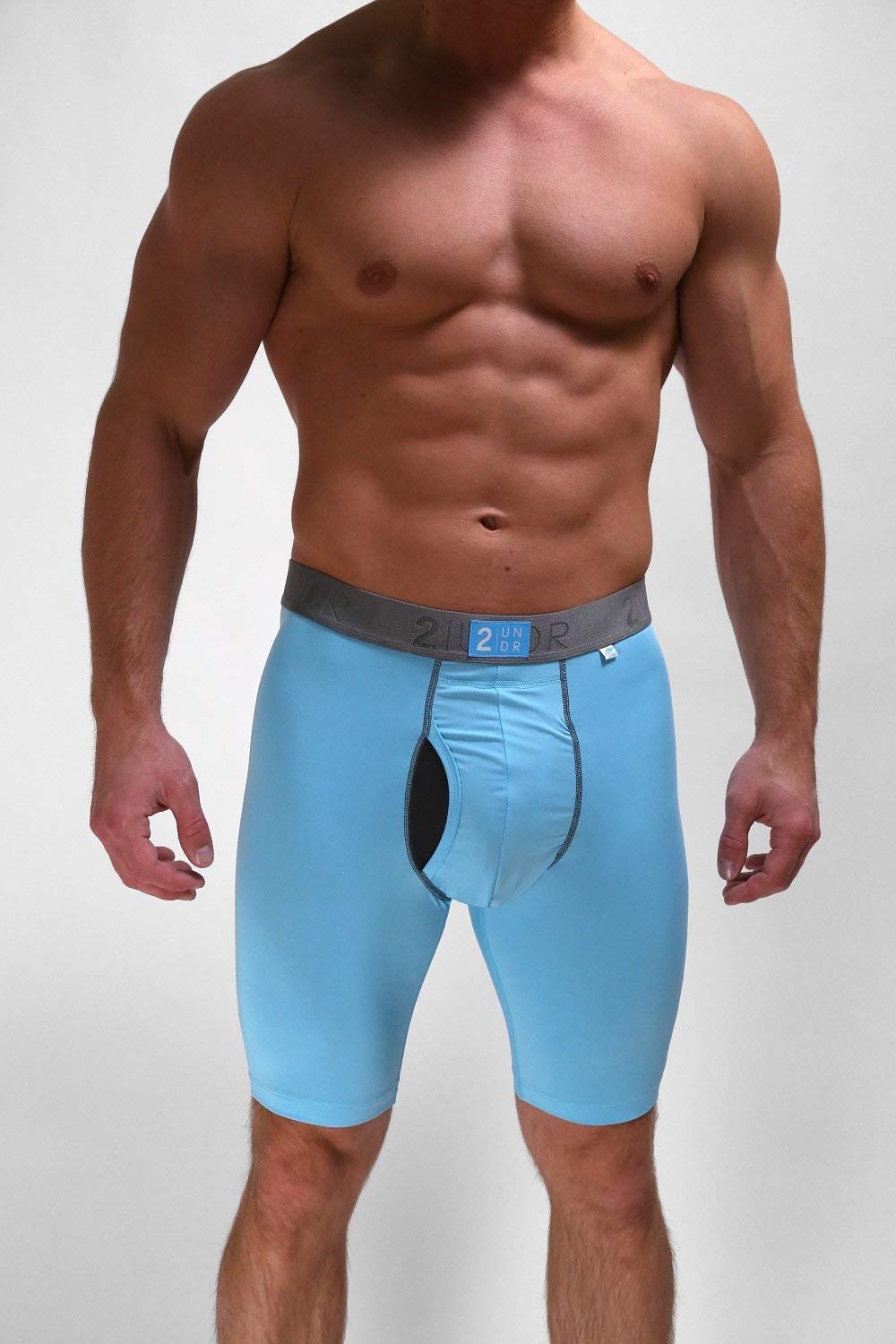 2UNDR Power Shift Long Leg Boxer Briefs Light Blue Small