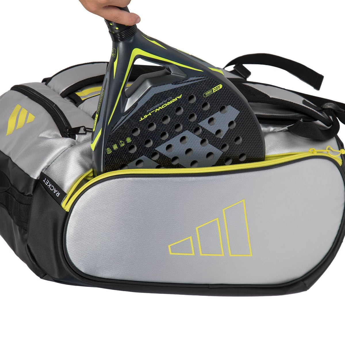 adidas Racket Bag TOUR Silver - Tennis Bag with Thermal Insulated Pockets